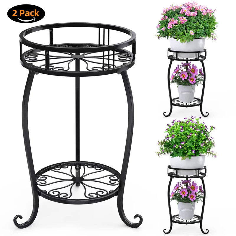 Astoria Grand Pitzer Round Etagere Plant Stand Wayfair.co.uk